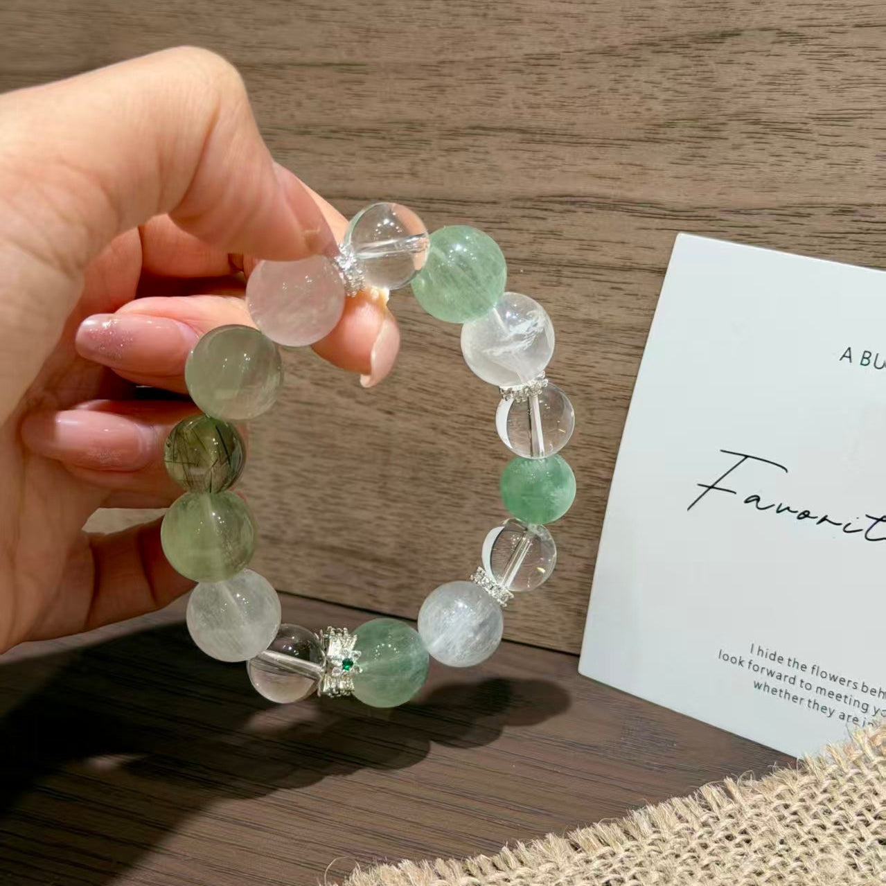 Natural Green Fluorite & Clear Quartz Clarity Crystal Bracelet