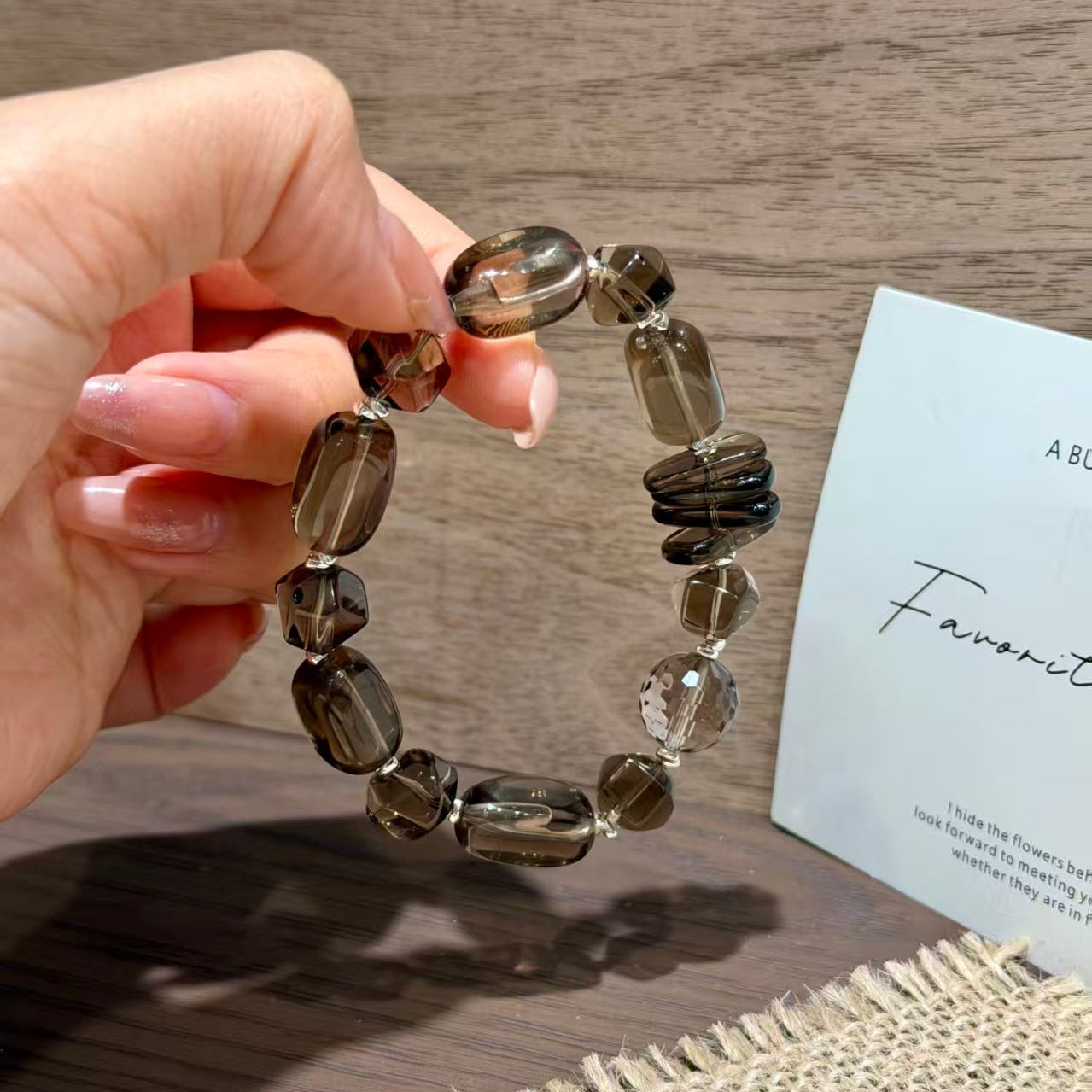 Natural Freeform Faceted Smoky Quartz Grounding Crystal Bracelet
