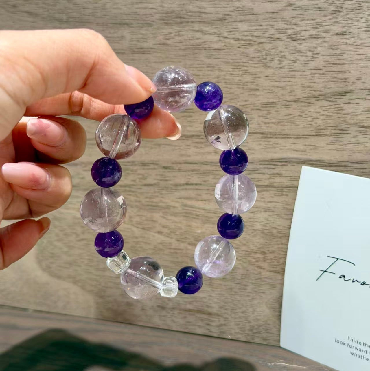 Brazilian & Uruguayan Amethyst Clear Quartz Calming Statement Bracelet