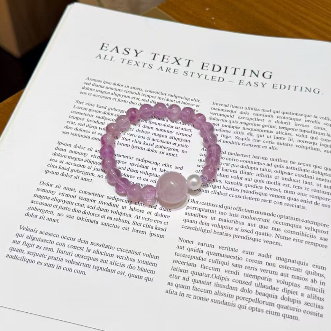 Natural Amethyst & Rose Quartz Calming Love Crystal Bracelet