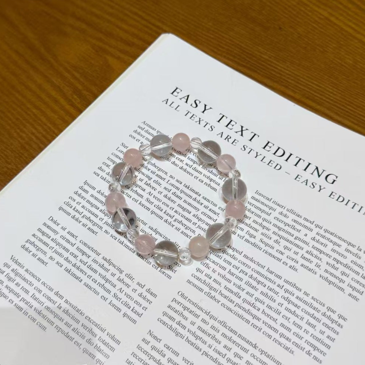 Natural Rose & Clear Quartz Amplified Love Crystal Bracelet