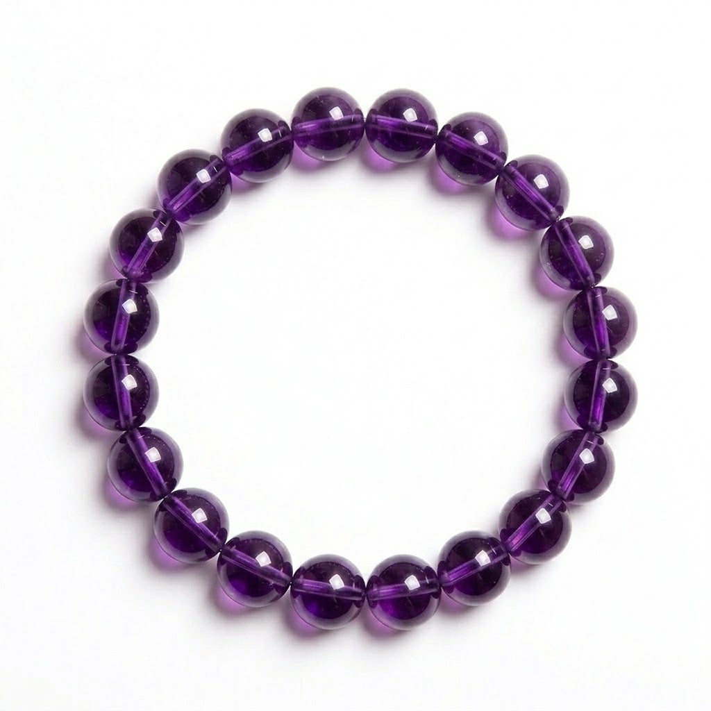 Natural Uruguayan Amethyst Deep Calming Crystal Bracelet